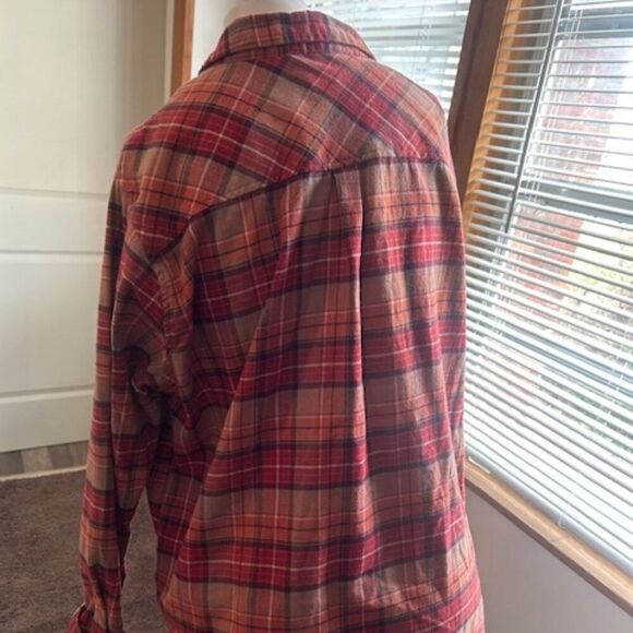 Weatherproof Vtg Comfort Stretch Orange Plaid V-neck button down tunic, size XL - Picture 3 of 6